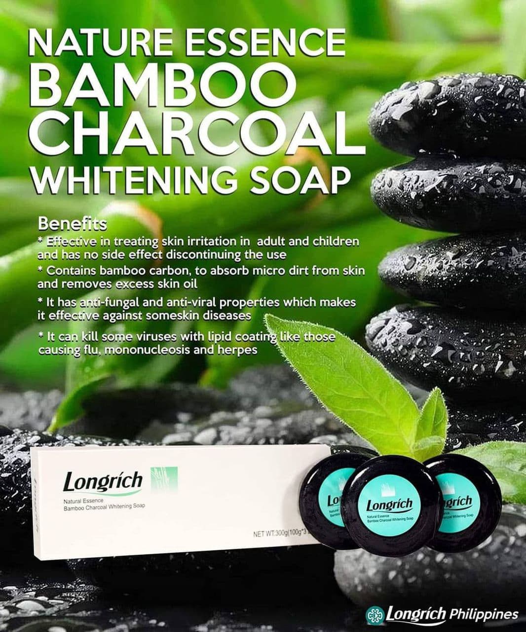 Longrich essence bamboo charcoal whitening soap